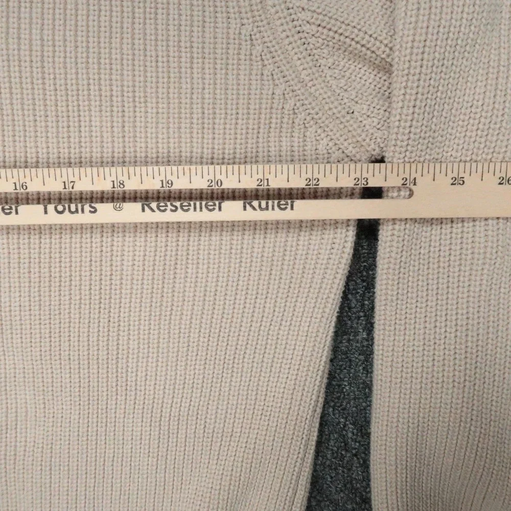 Orvis Sweater Mens‎ XL Beige Tan Pullover Quarter Zip Knit Shoulder Elbow Patch